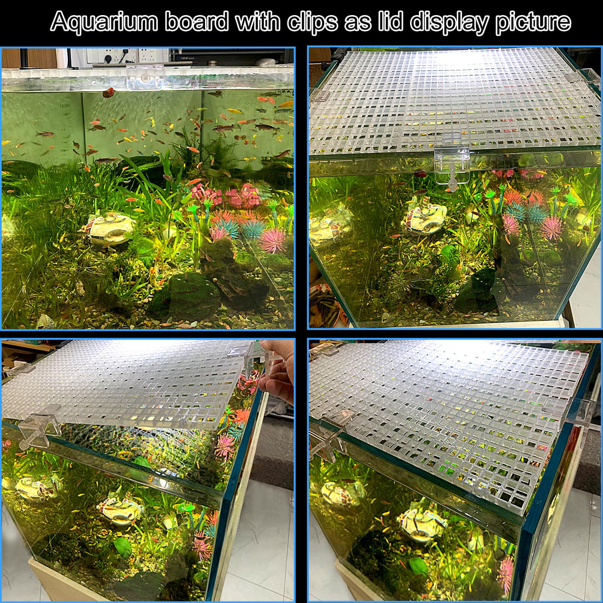 Aquarium Lid Fish Tank Top Cover Plastic Grid Panel C6483