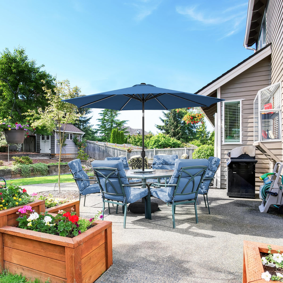 9 FT Patio Umbrella with Base M32111