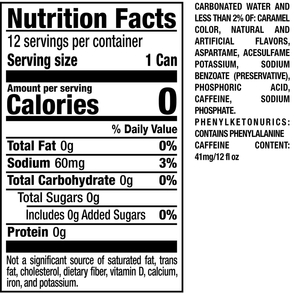 Zero Sugar Soda 12 fl. oz. Cans 12 Pack Pack of 2 Z565